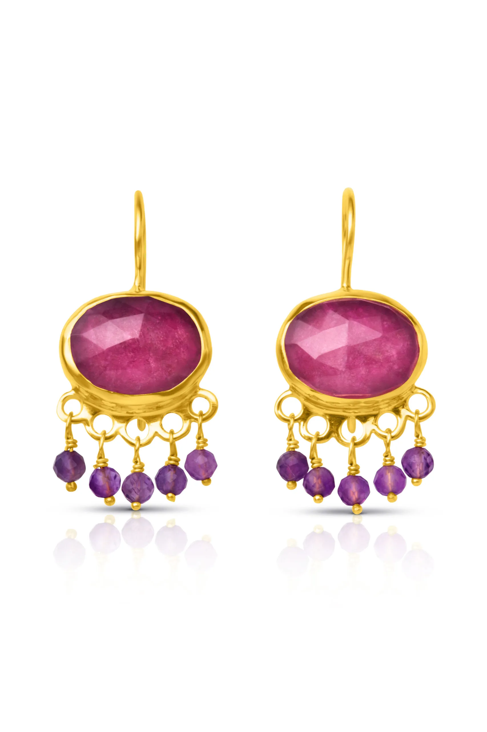 Handmade Jewellery | Rudy handmade gold plated silver earrings and amethyst main