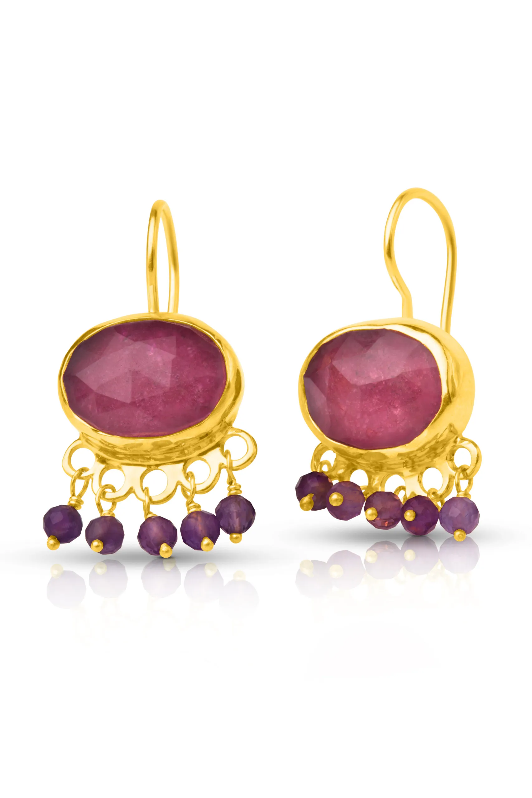 Handmade Jewellery | Rudy handmade gold plated silver earrings and amethyst gallery 1