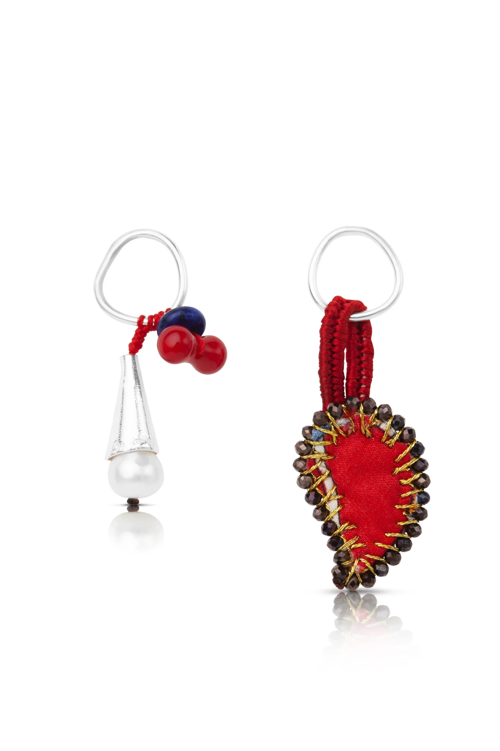 Handmade Jewellery | Red paisley handmade silver earrings main