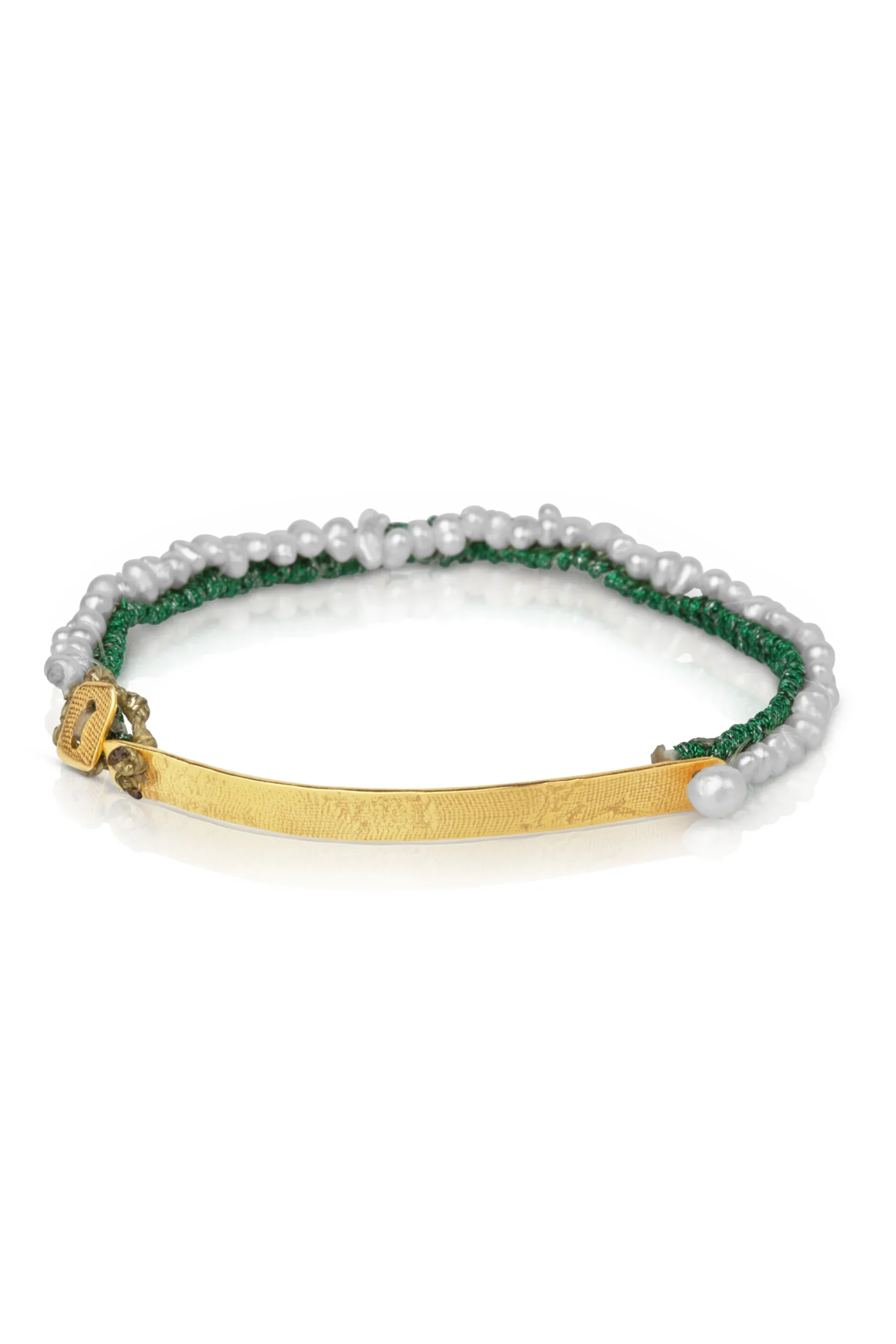 Handmade Jewellery | Woven textured silver handmade green bracelet main