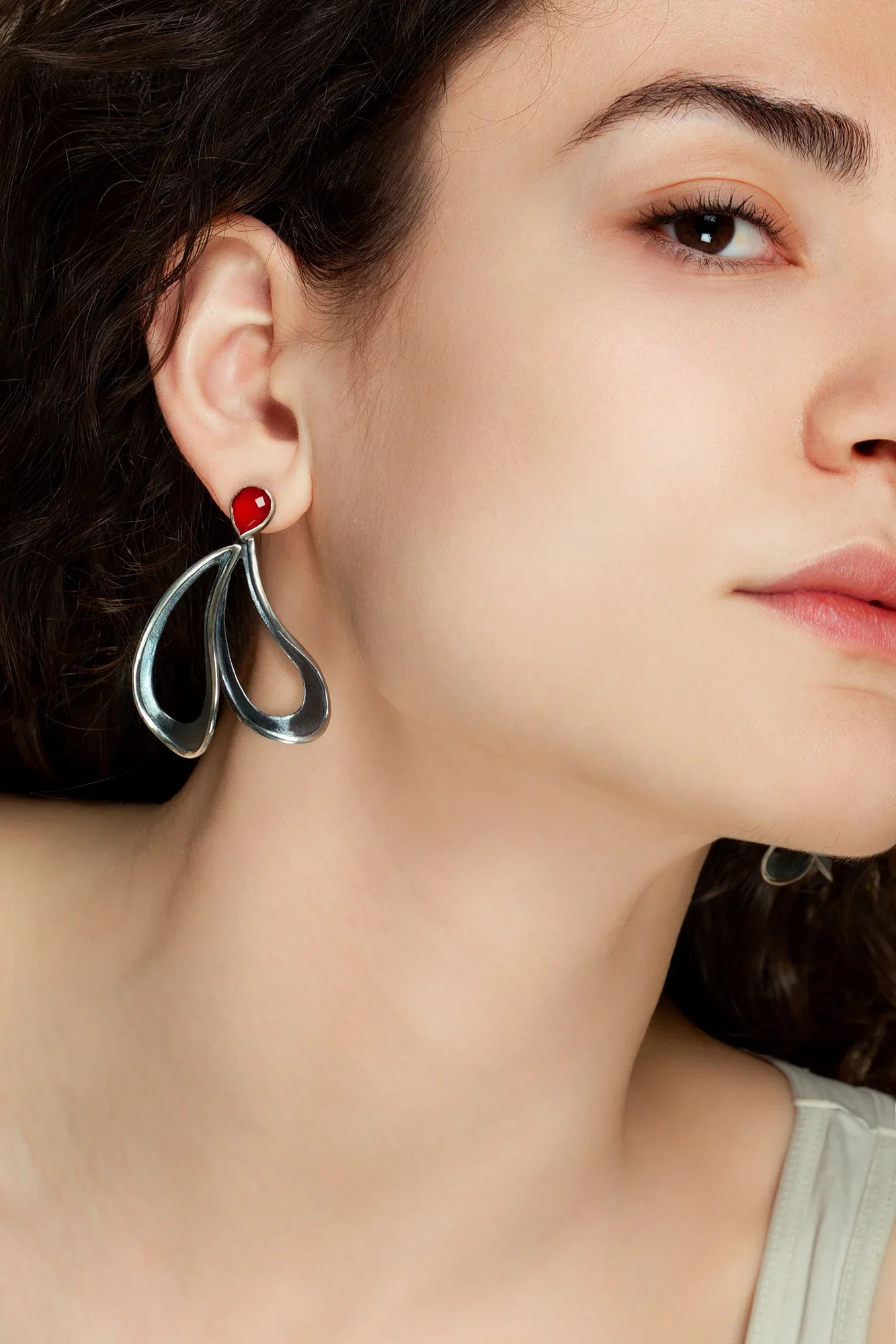 Handmade Jewellery | Paisleys handmade silver earrings with cornelian gallery 2