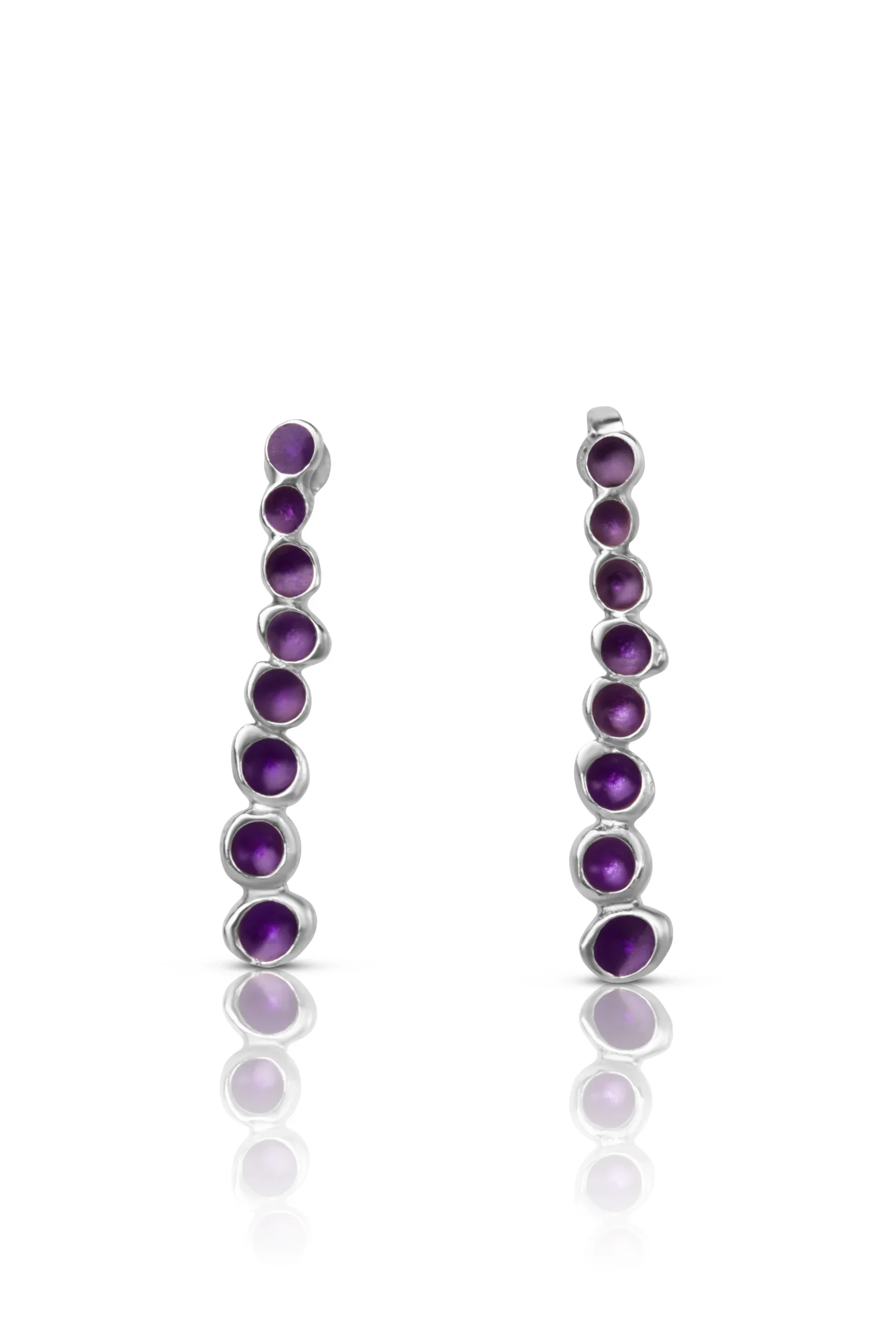 Handmade Jewellery | Bubbles handmade silver earrings with purple enamel main