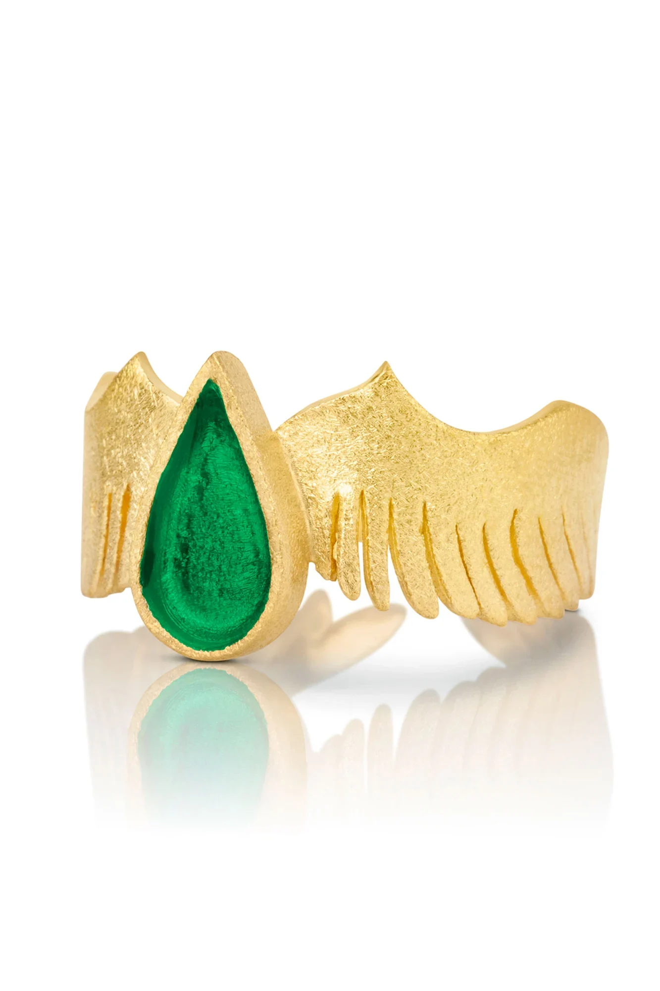 Handmade Jewellery | Handmade wings ring and green enamel gallery 1