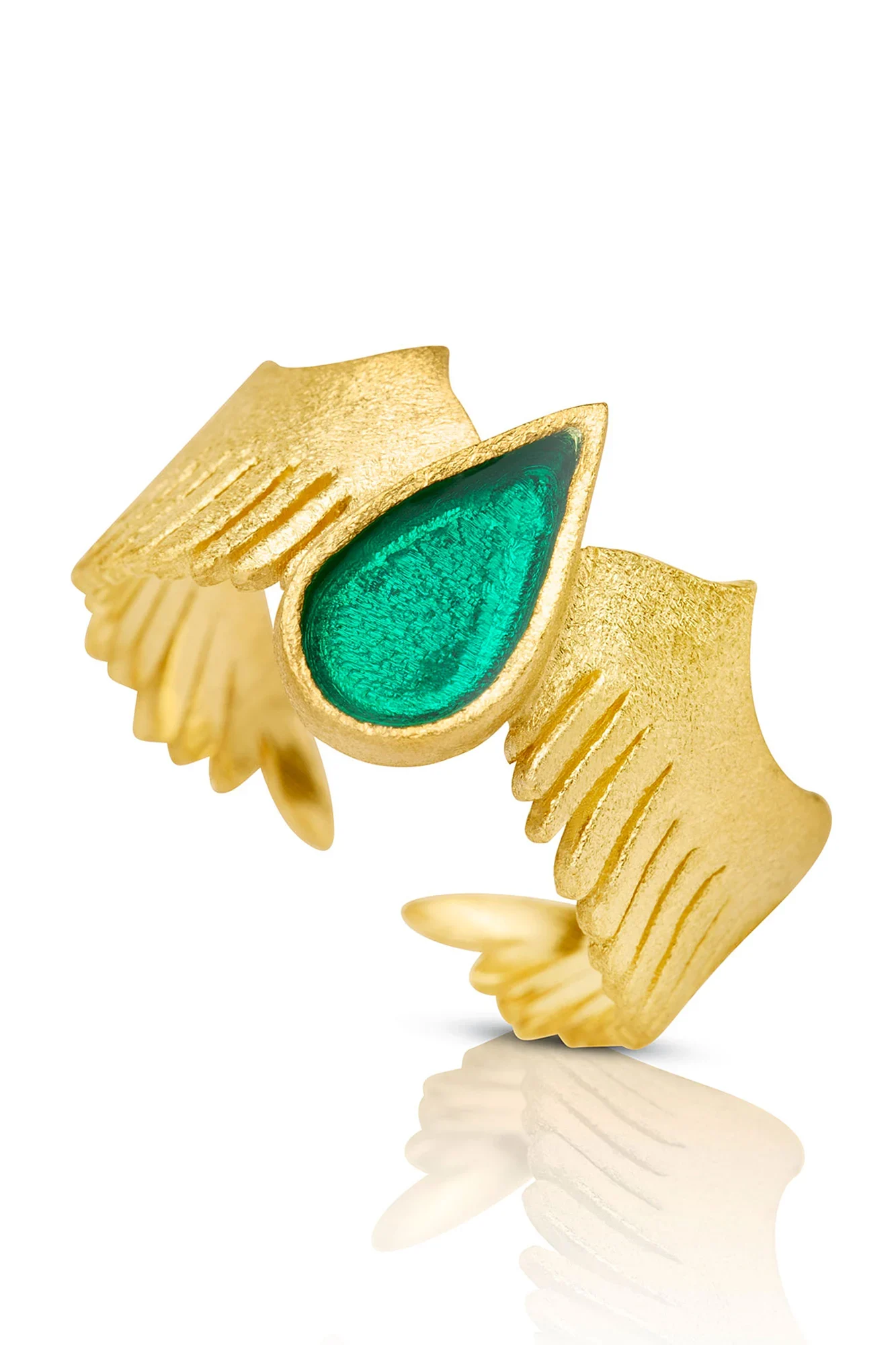 Handmade Jewellery | Handmade wings ring and green enamel main