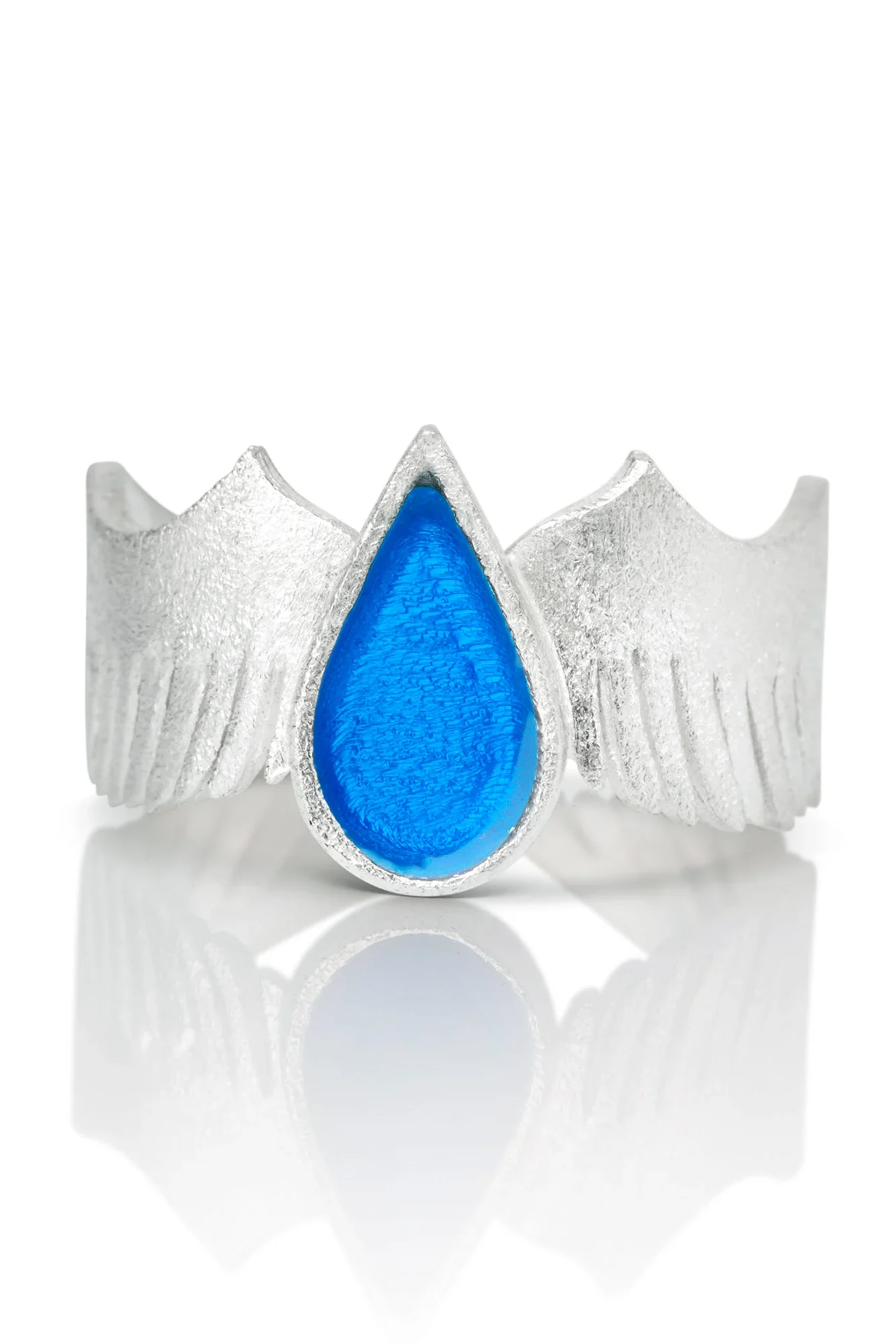 Handmade Jewellery | Wings handmade blue enamel silver ring gallery 1