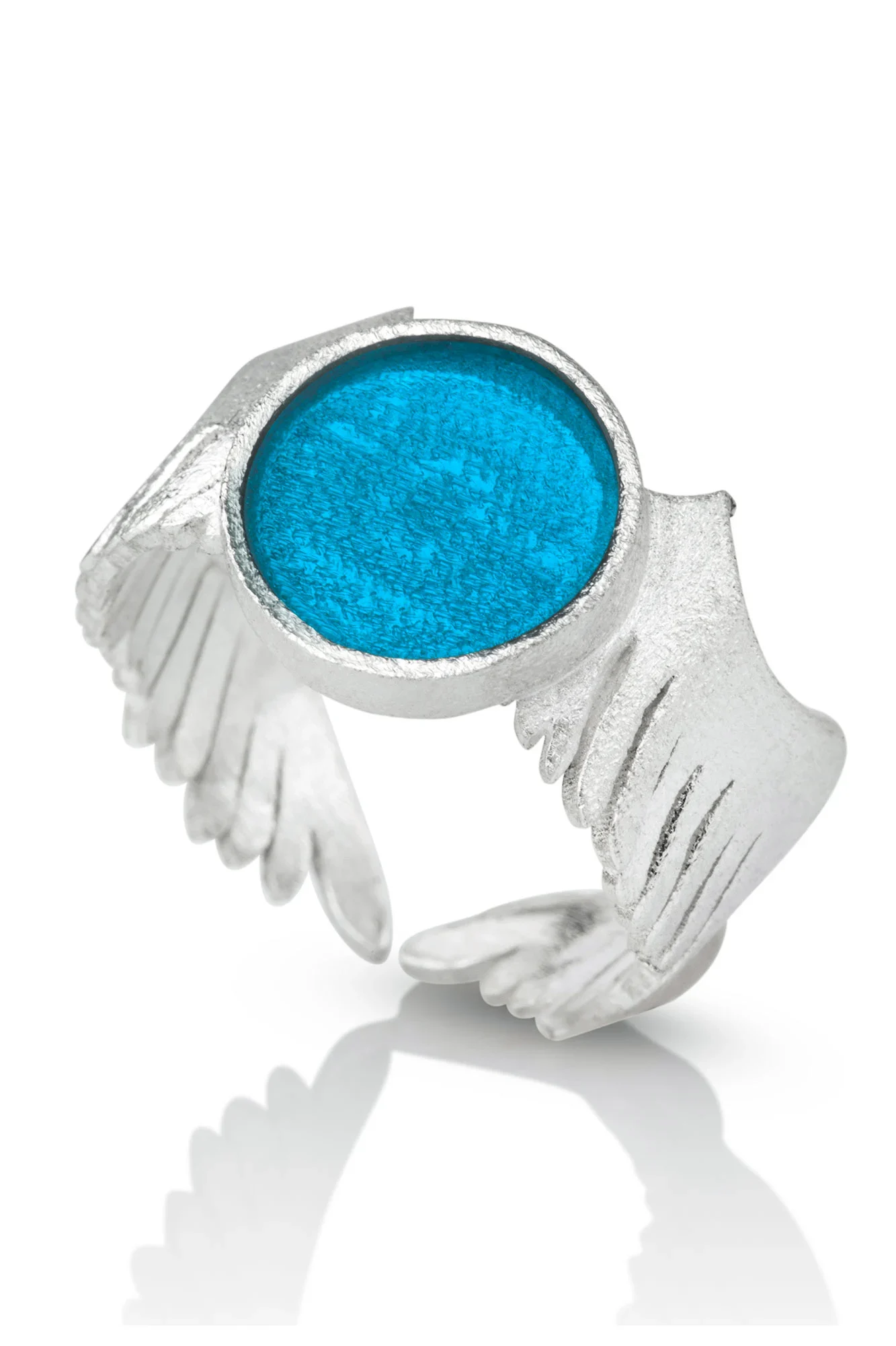 Handmade Jewellery | Wings handmade ring and blue enamel main