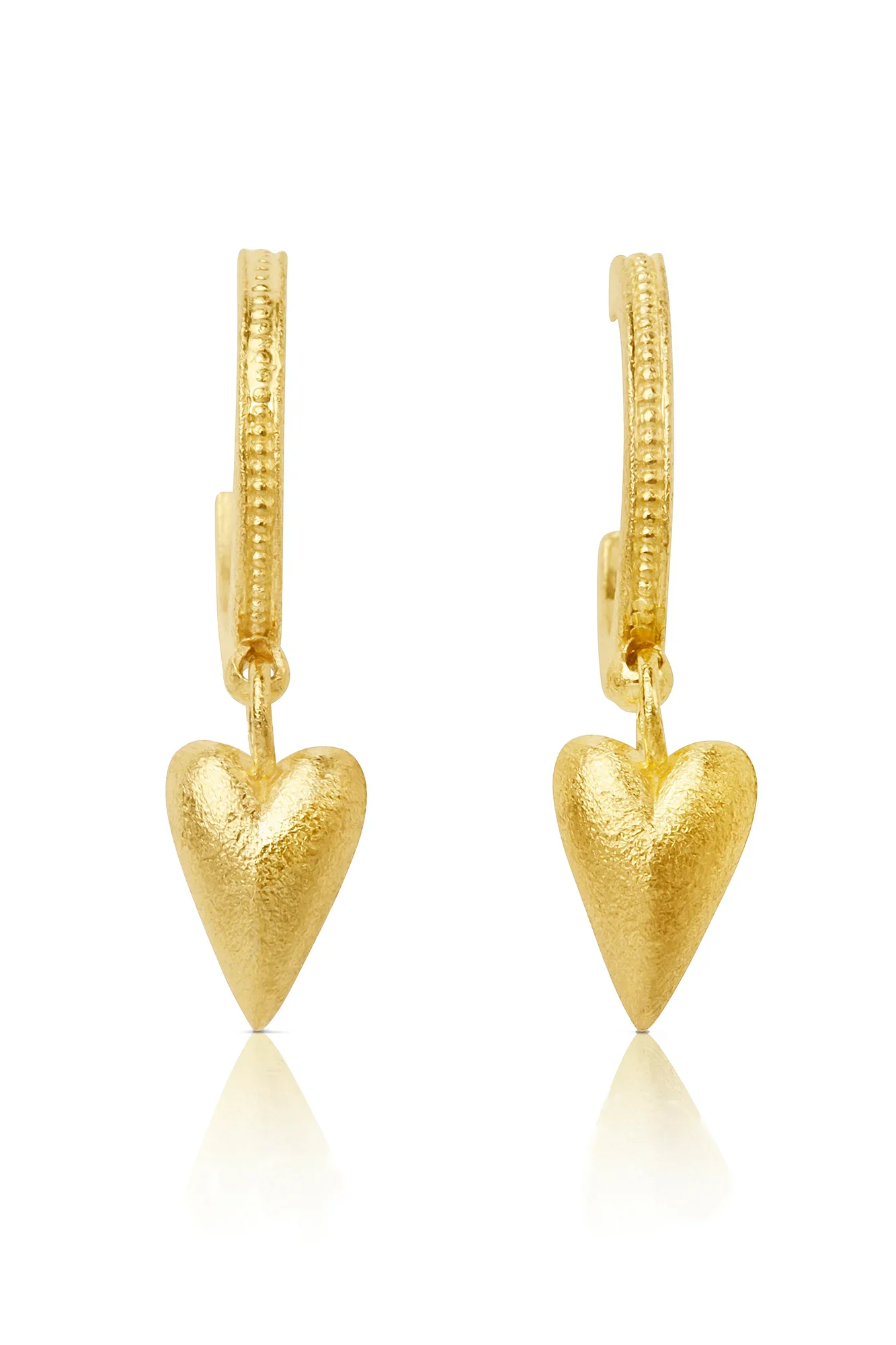 Handmade Jewellery | Handmade heart gold plated silver hoops main