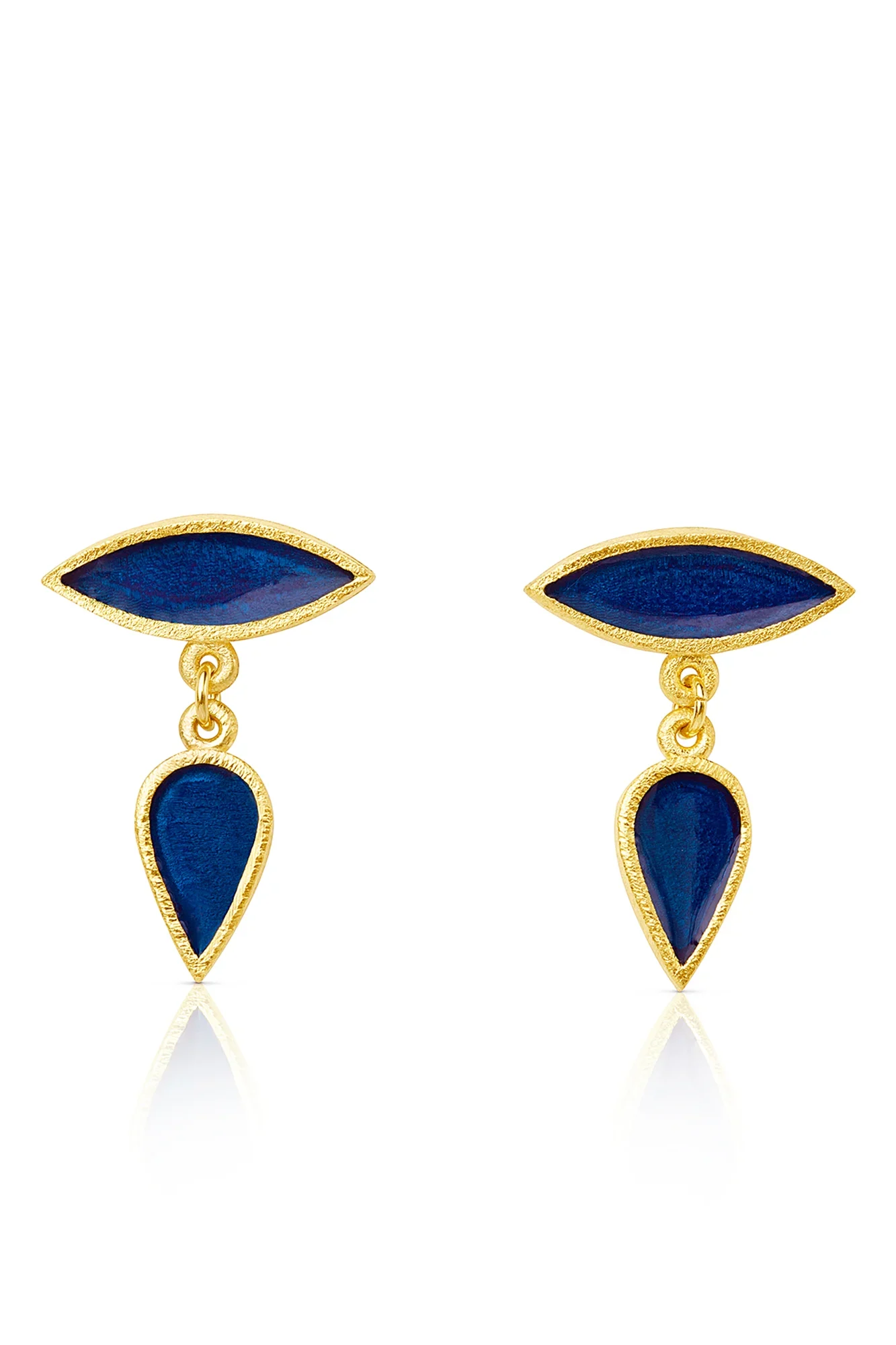 Handmade Jewellery | Handmade gold plated silver earrings and blue enamel main