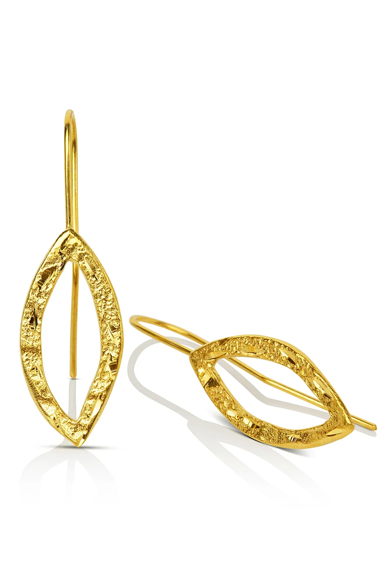 Handmade Jewellery | Leaves minimal gold plated silver earrings gallery 1