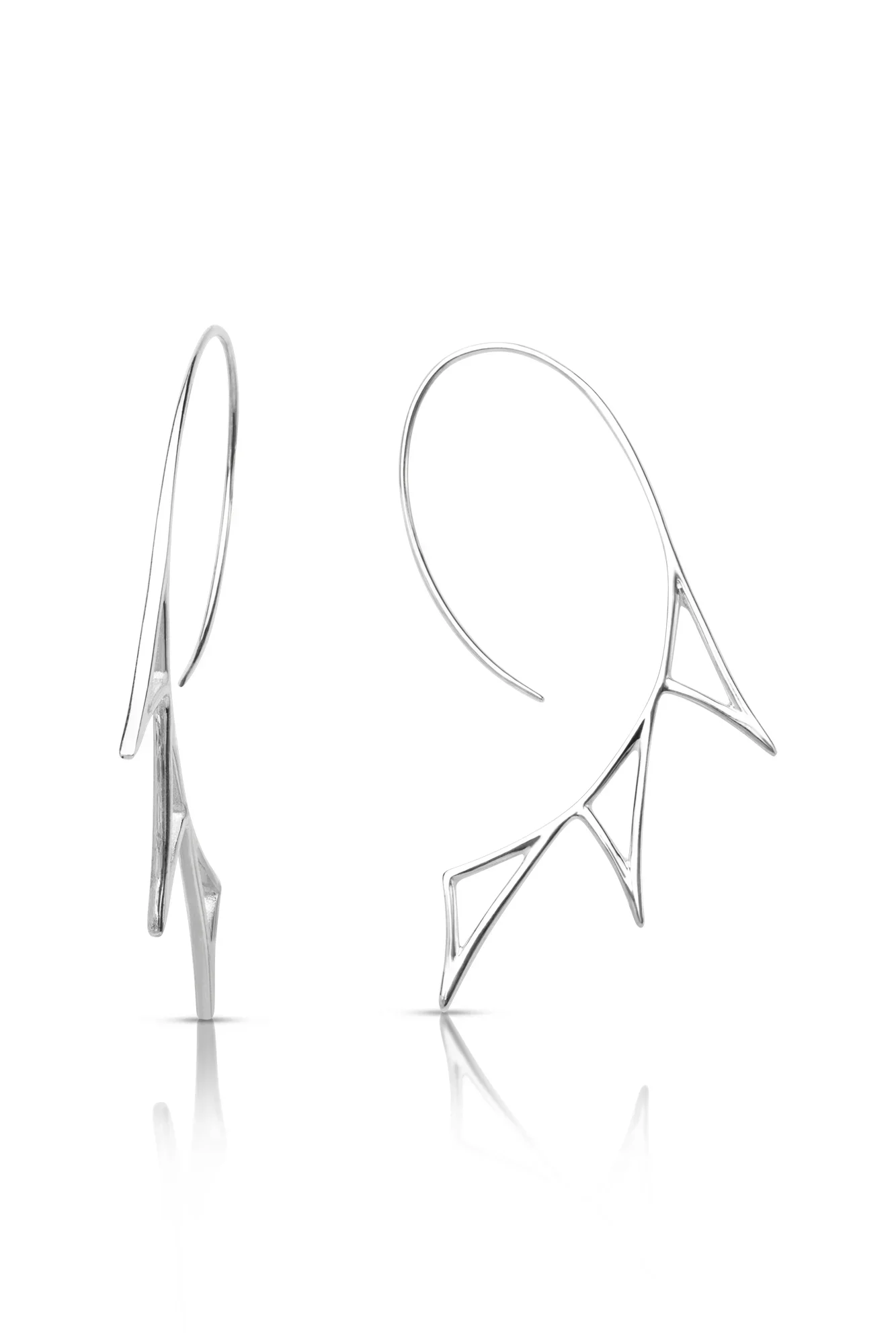 Handmade Jewellery | Geometric minimal long silver earrings gallery 1