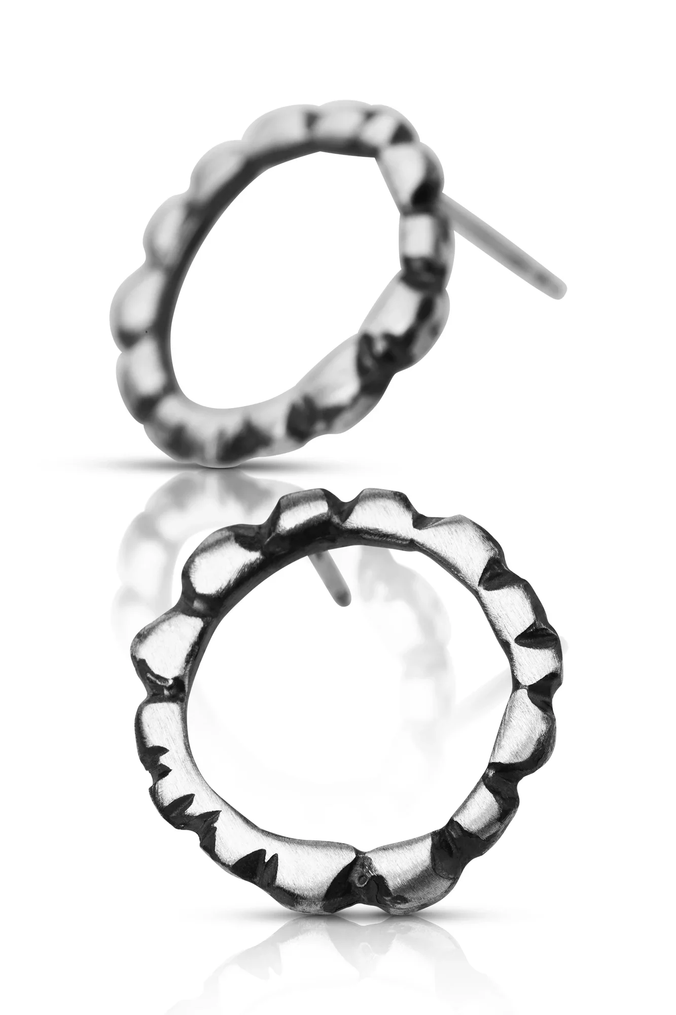 Handmade Jewellery | Minimal round oxidized silver earrings gallery 1