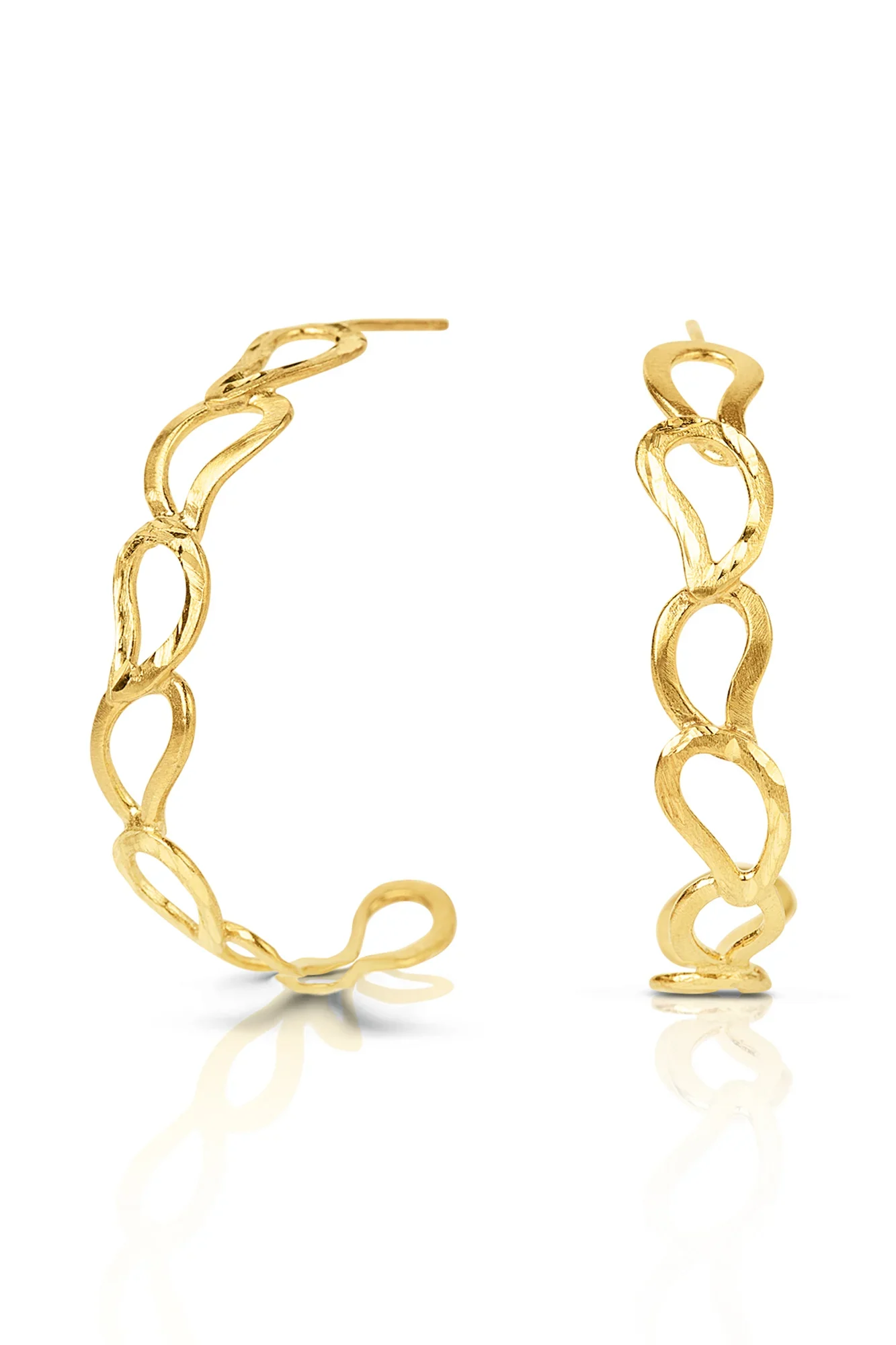 Handmade Jewellery | Paisley elegant gold plated silver hoops gallery 1