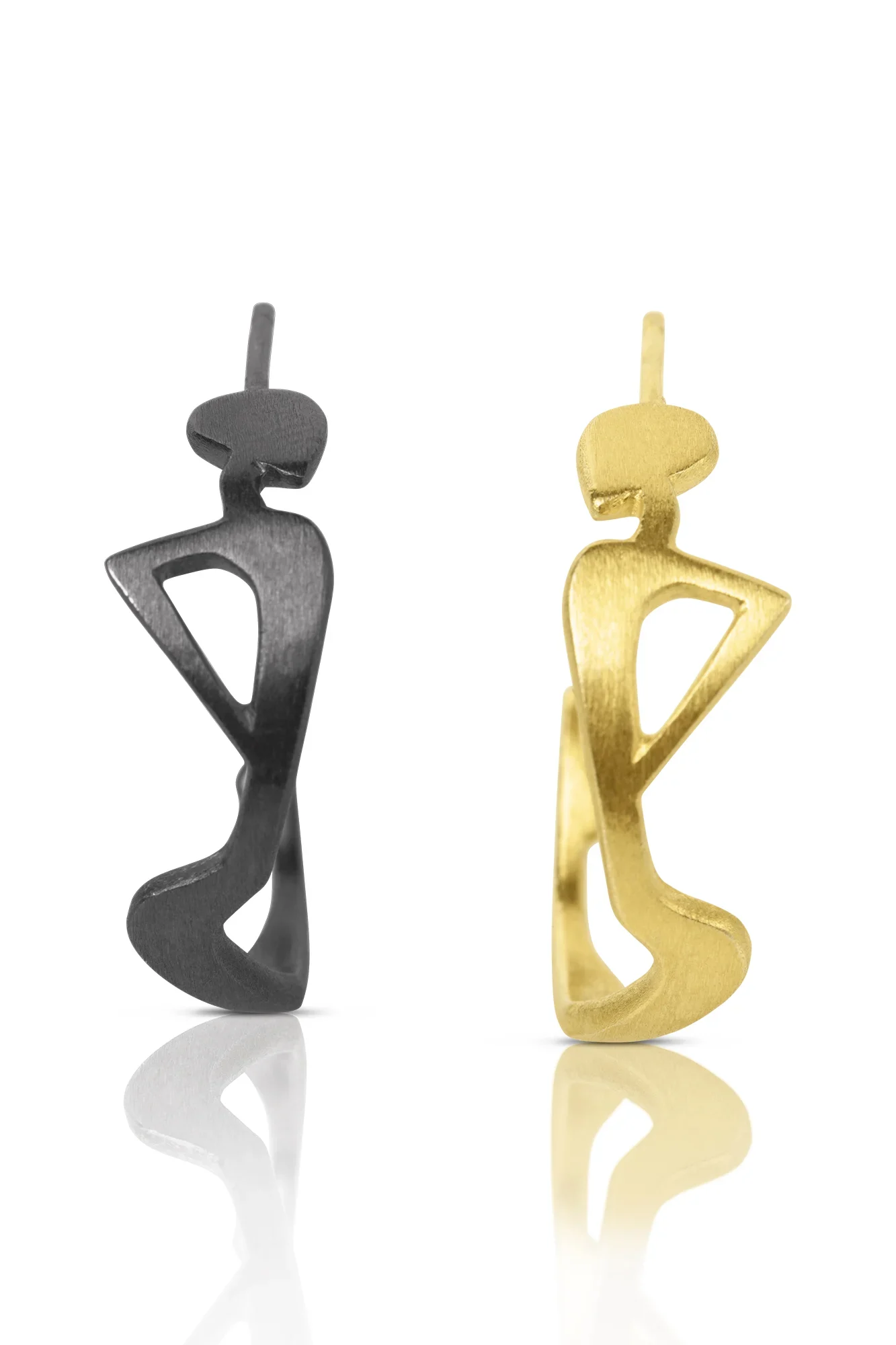 Handmade Jewellery | Sculptural Minimal Silver Figure Earrings Small gallery 1