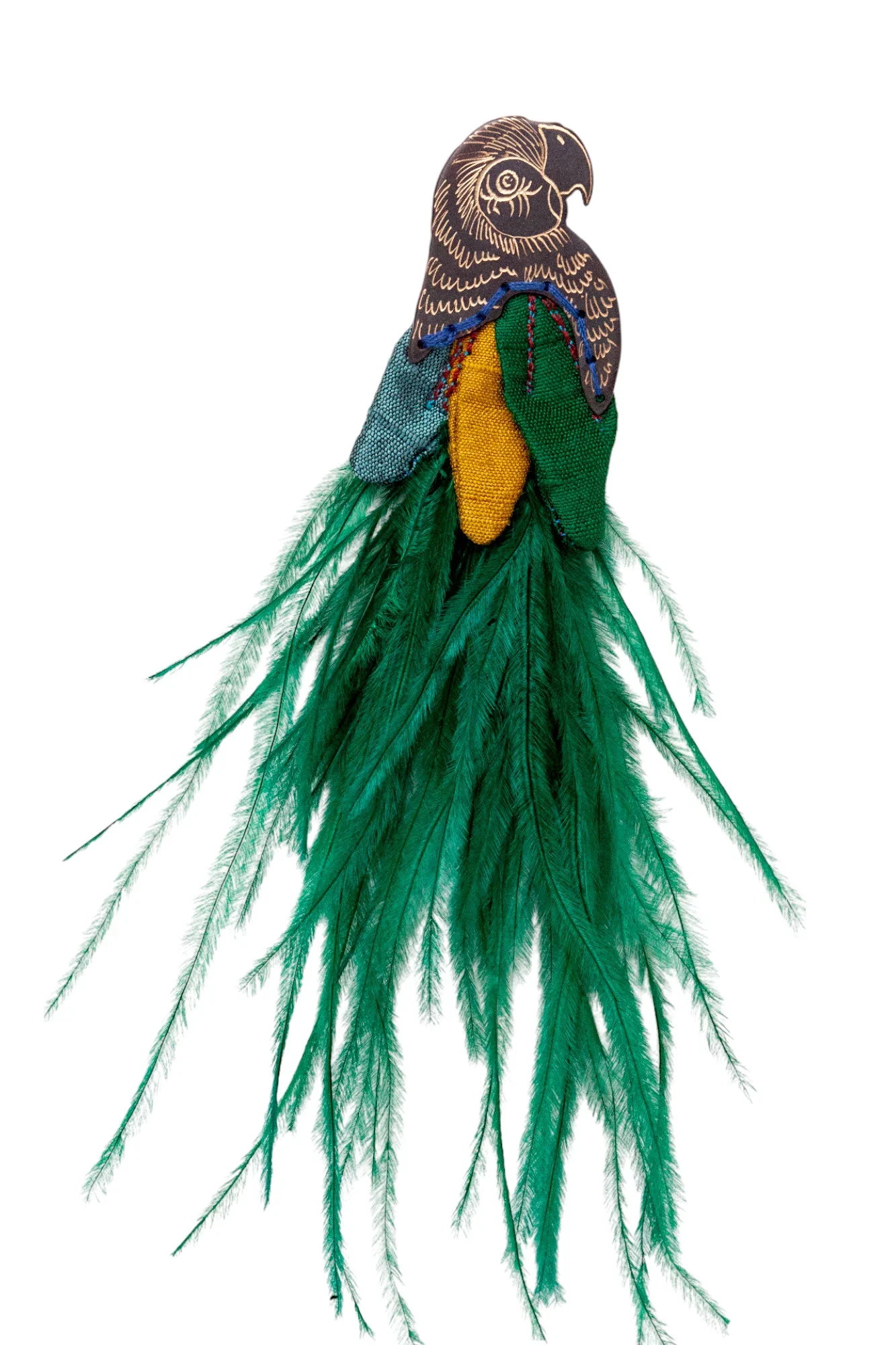 Handmade Jewellery | Green handmade parrot bronze brooch main