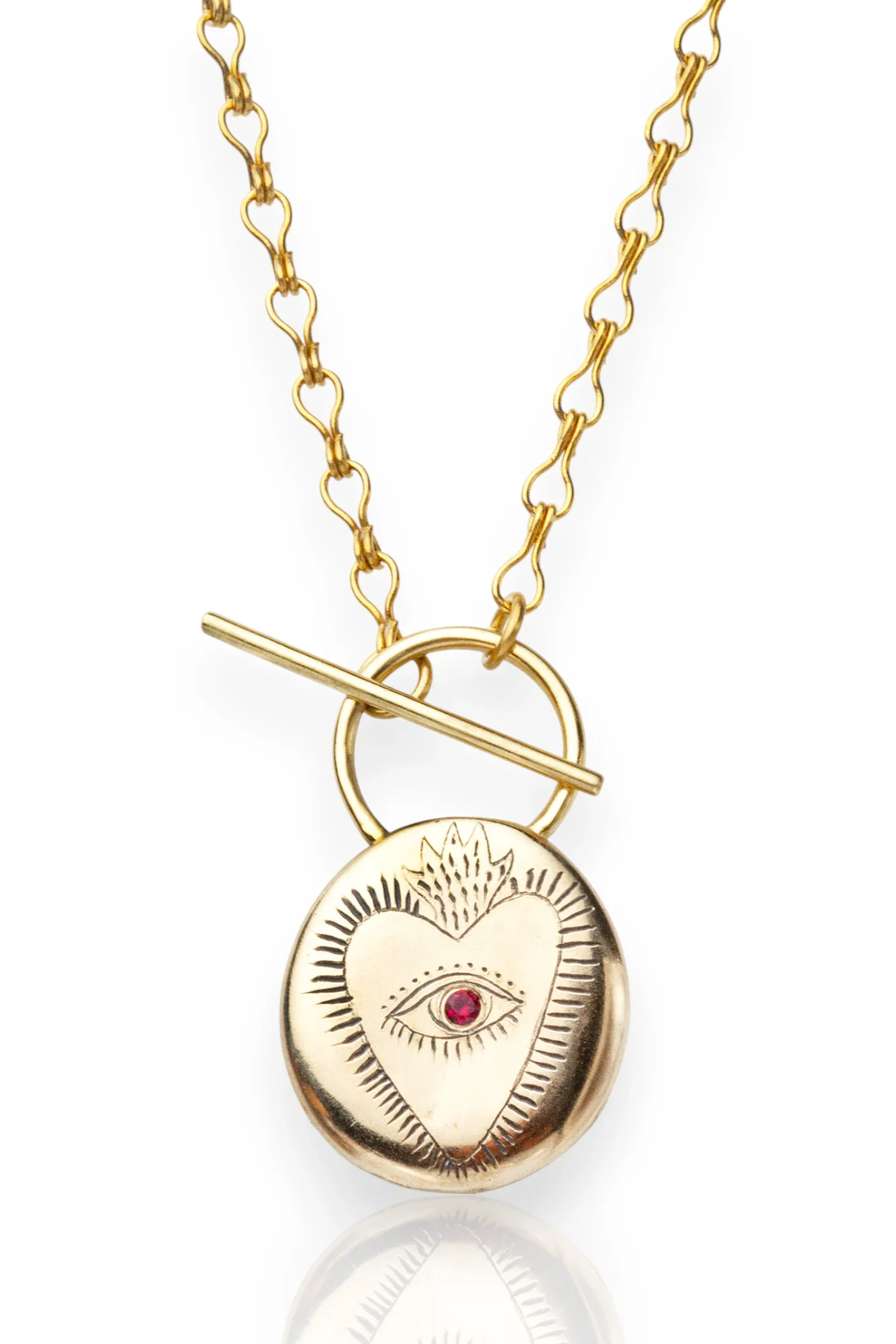 Handmade Jewellery | Heart engraved bronze necklace main