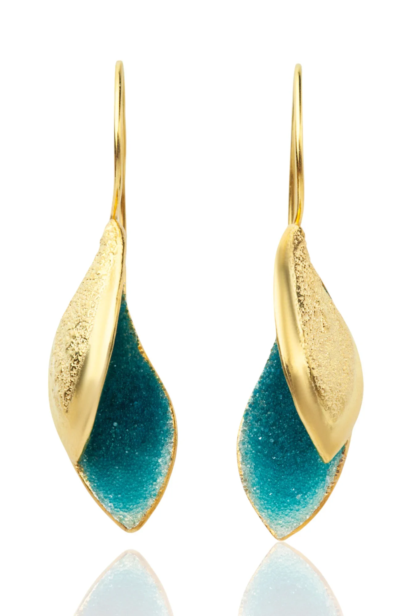 Χειροποίητα κοσμήματα | Χειροποίητα επίχρυσα ασημένια σκουλαρίκια λουλούδια main