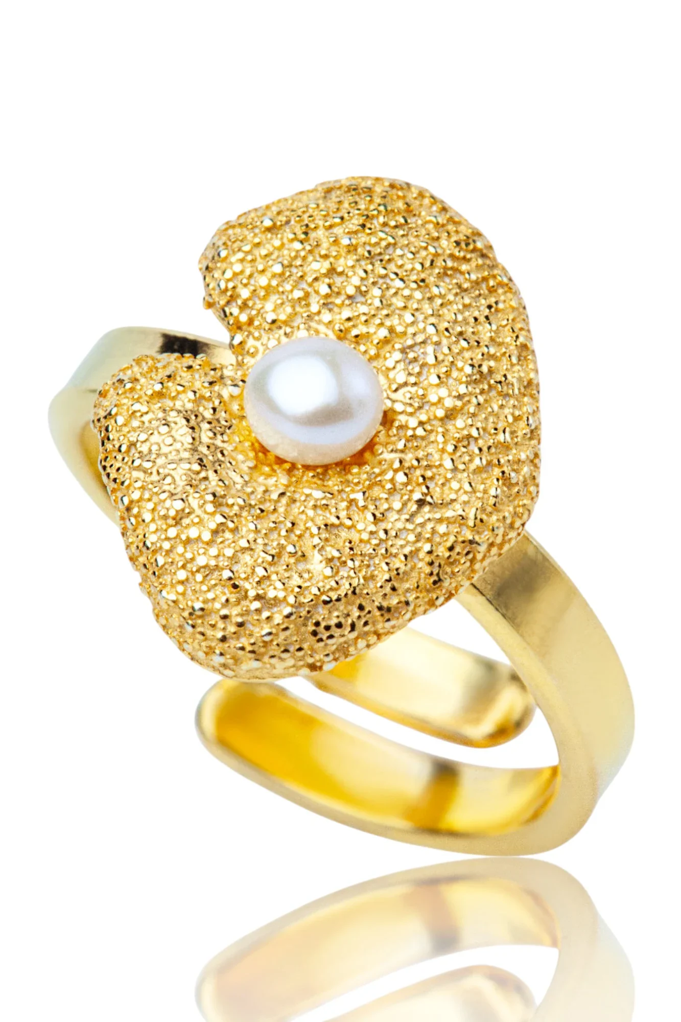 Χειροποίητα κοσμήματα | Ανάγλυφο ασημένιο δαχτυλίδι με μαργαριτάρι main