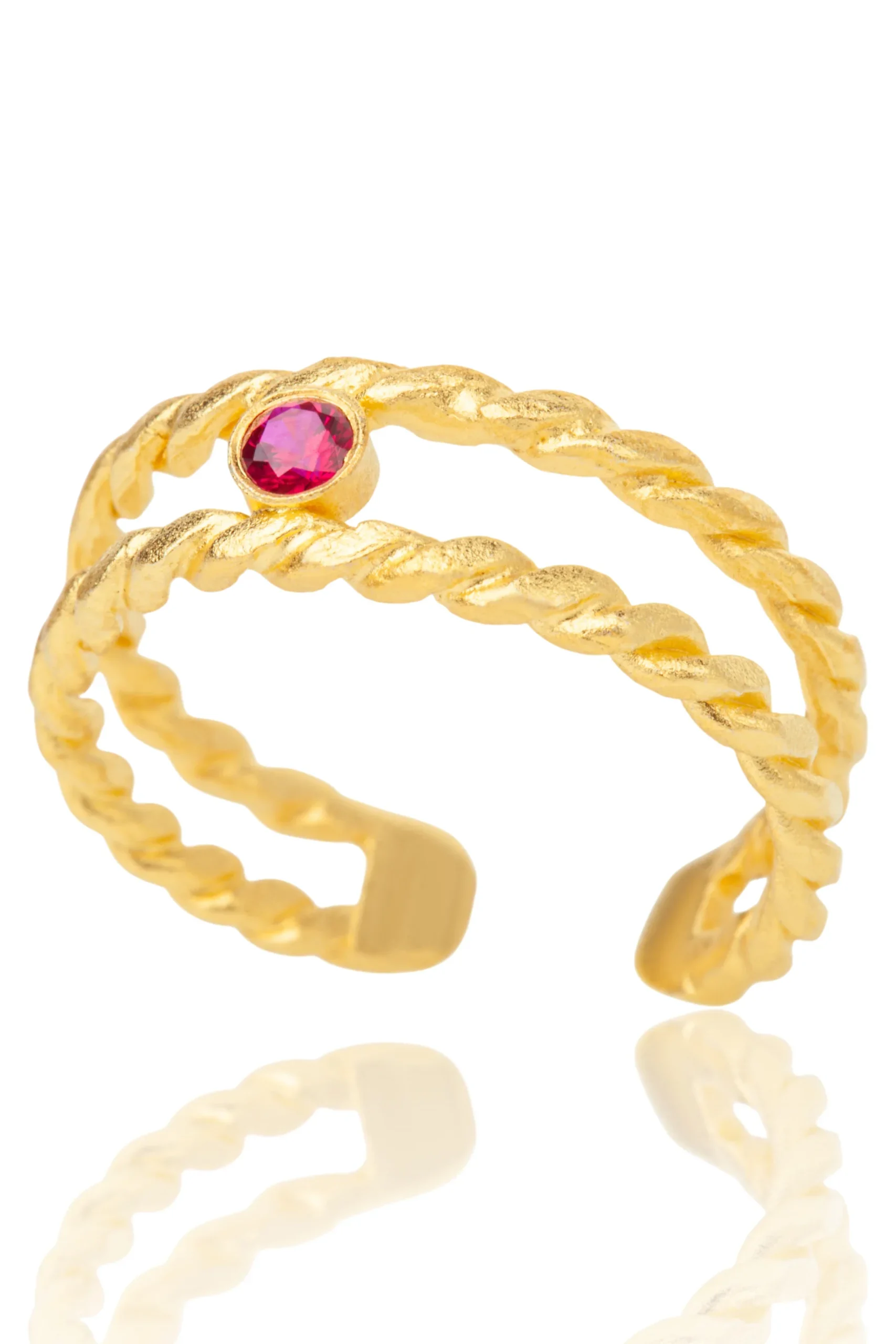 Handmade Jewellery | Handmade silver ring with a fuchsia zircon main