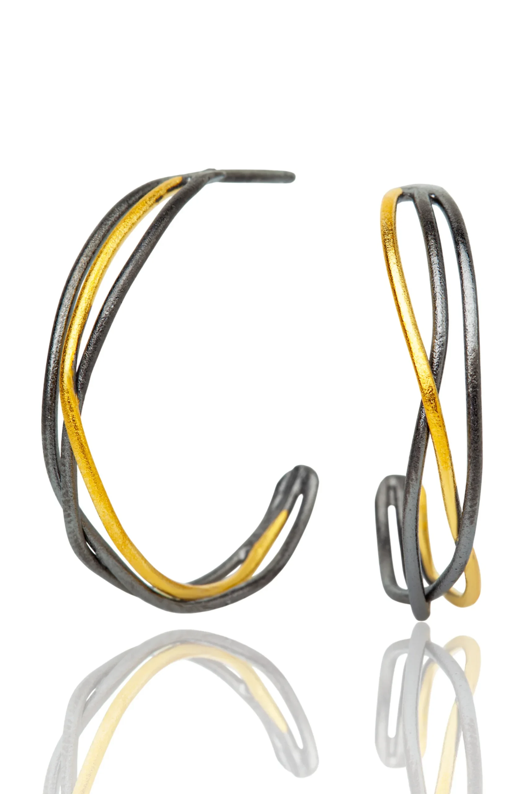 Handmade Jewellery | Wavy handmade silver hoops main