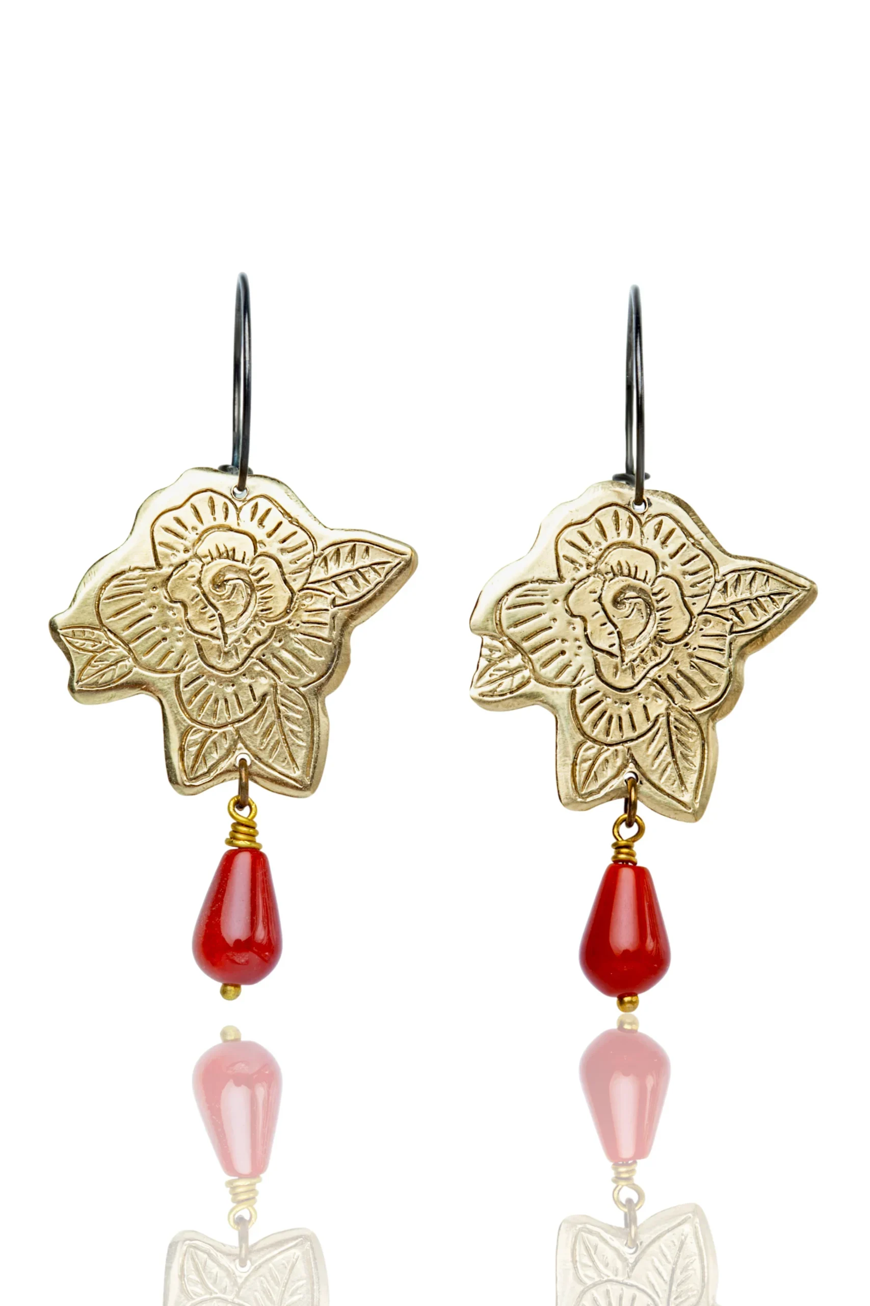 Handmade Jewellery | Roses handmade silver and bronze earrings main