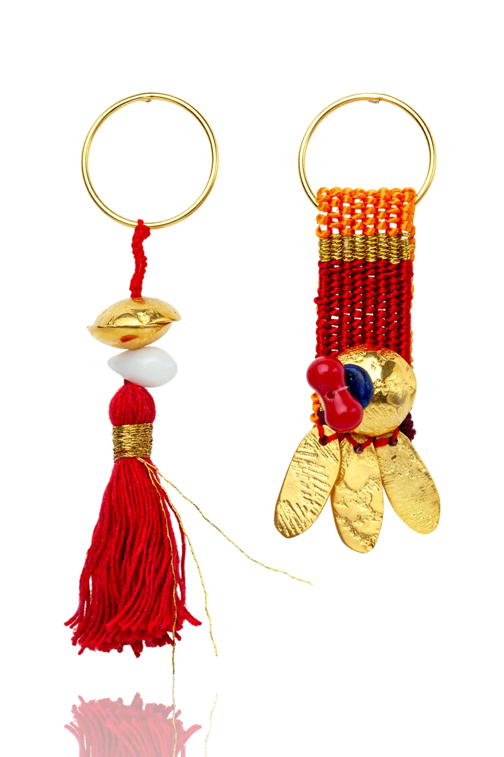 Handmade Jewellery | Woven red handmade silver earrings main