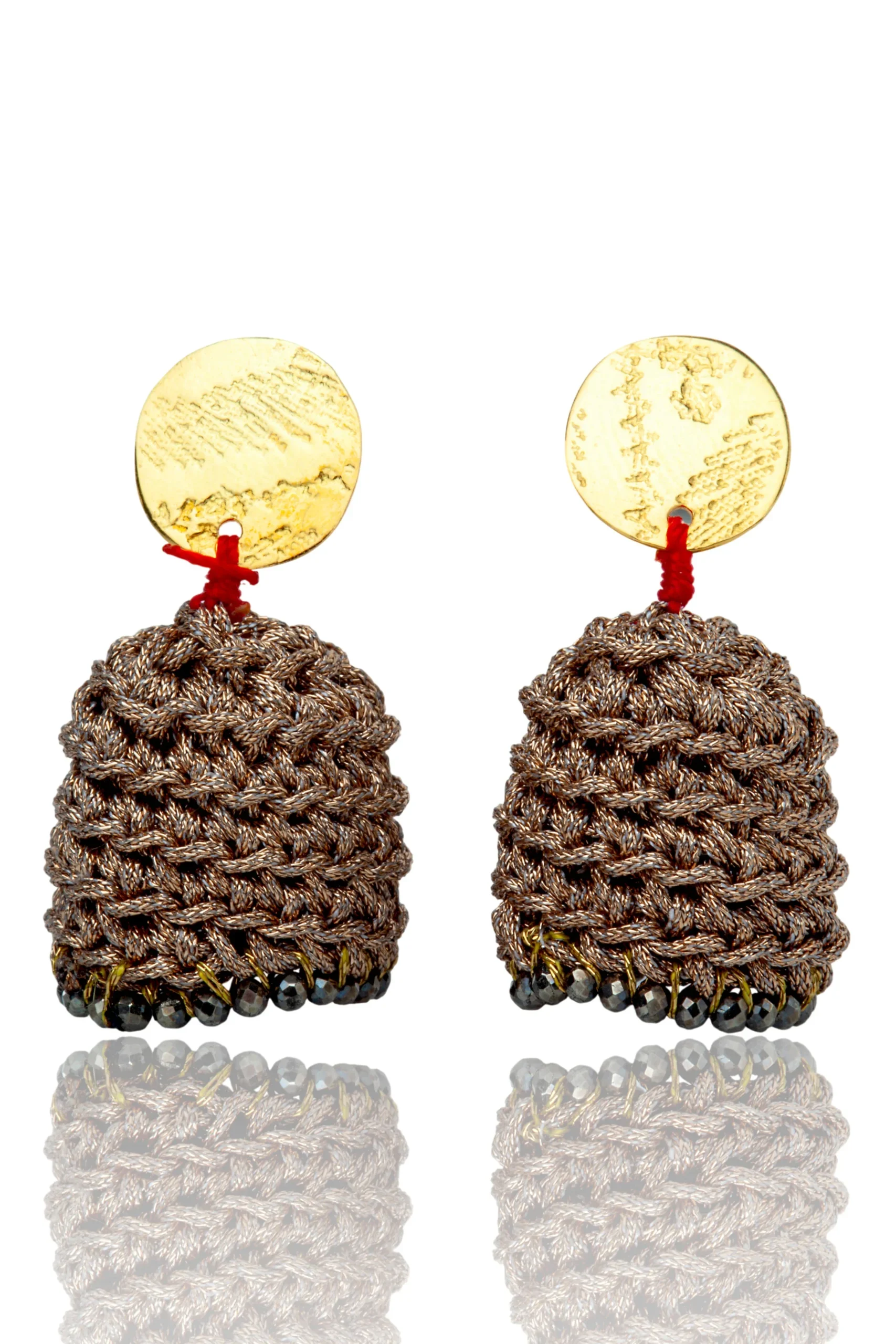 Handmade Jewellery | Bells silver and woven earrings main