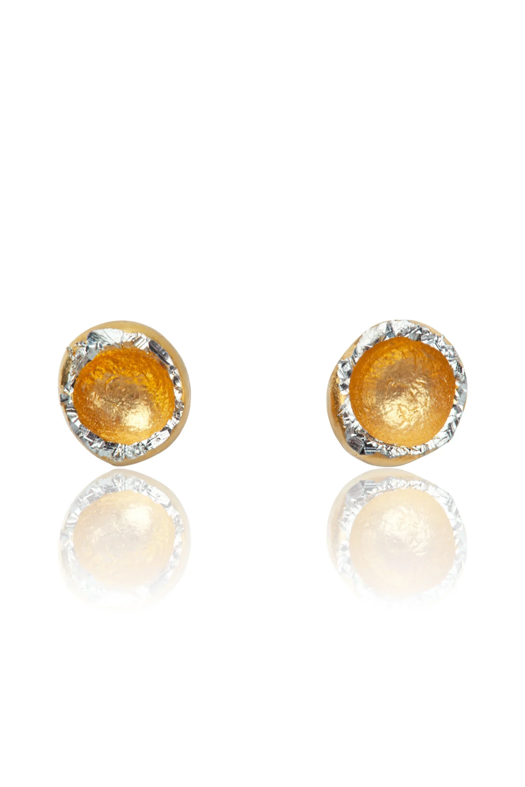 Handmade Jewellery | Round handmade gold plated silver earrings main