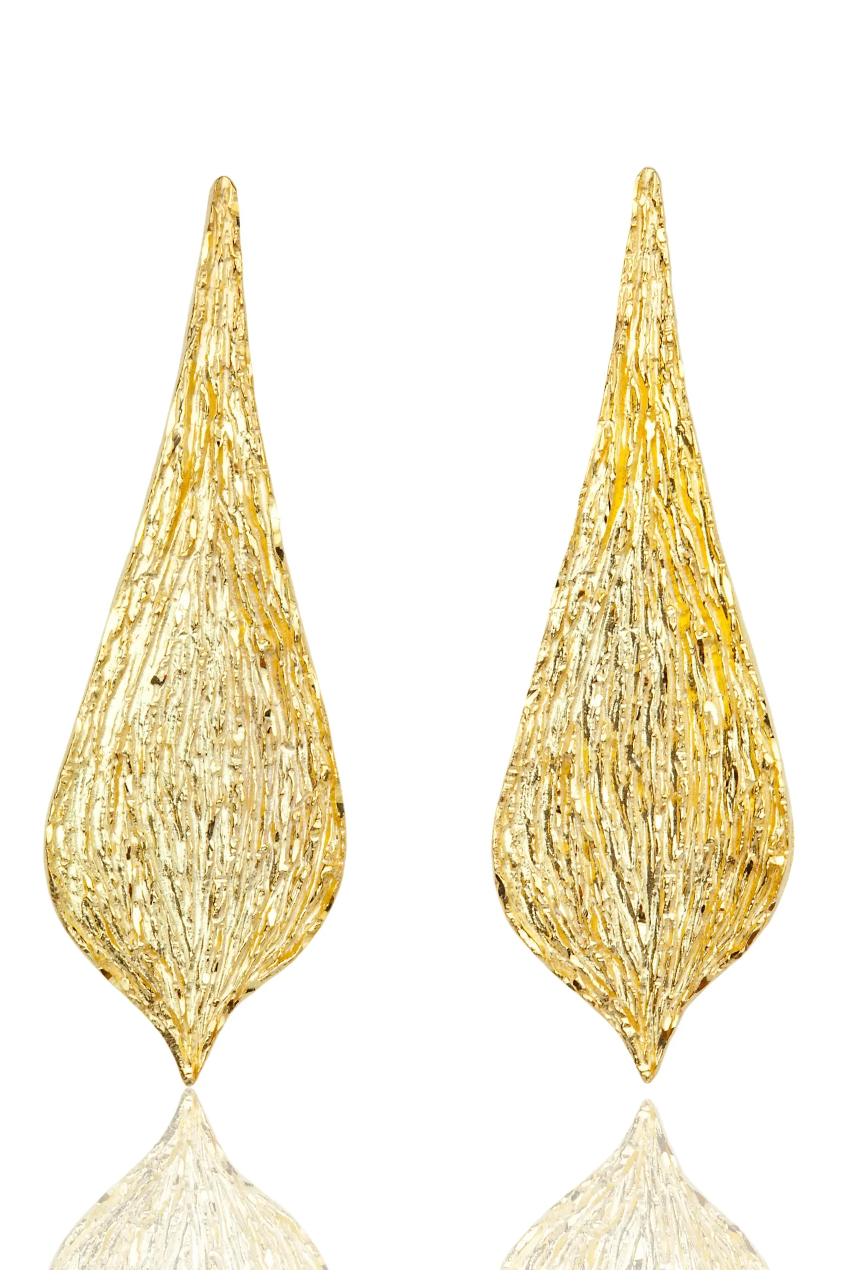 Handmade Jewellery | Statement textured gold plated silver earrings main