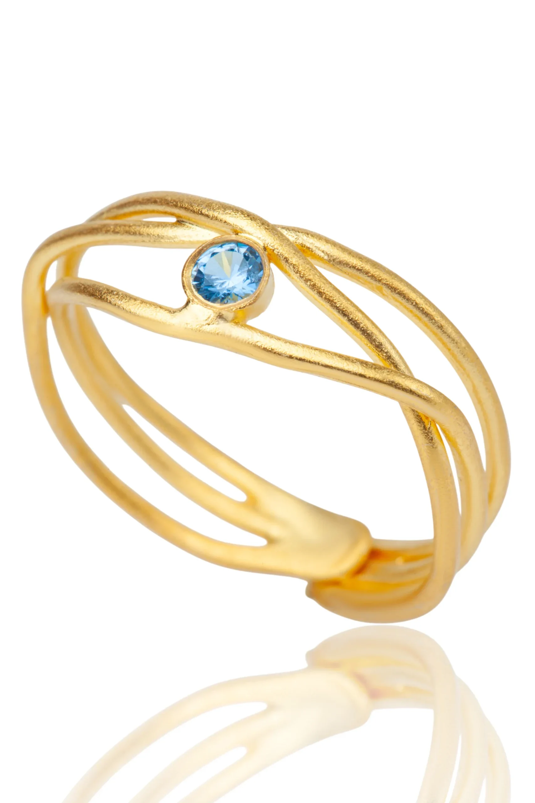 Handmade Jewellery | Waves handmade silver ring with blue zircon main