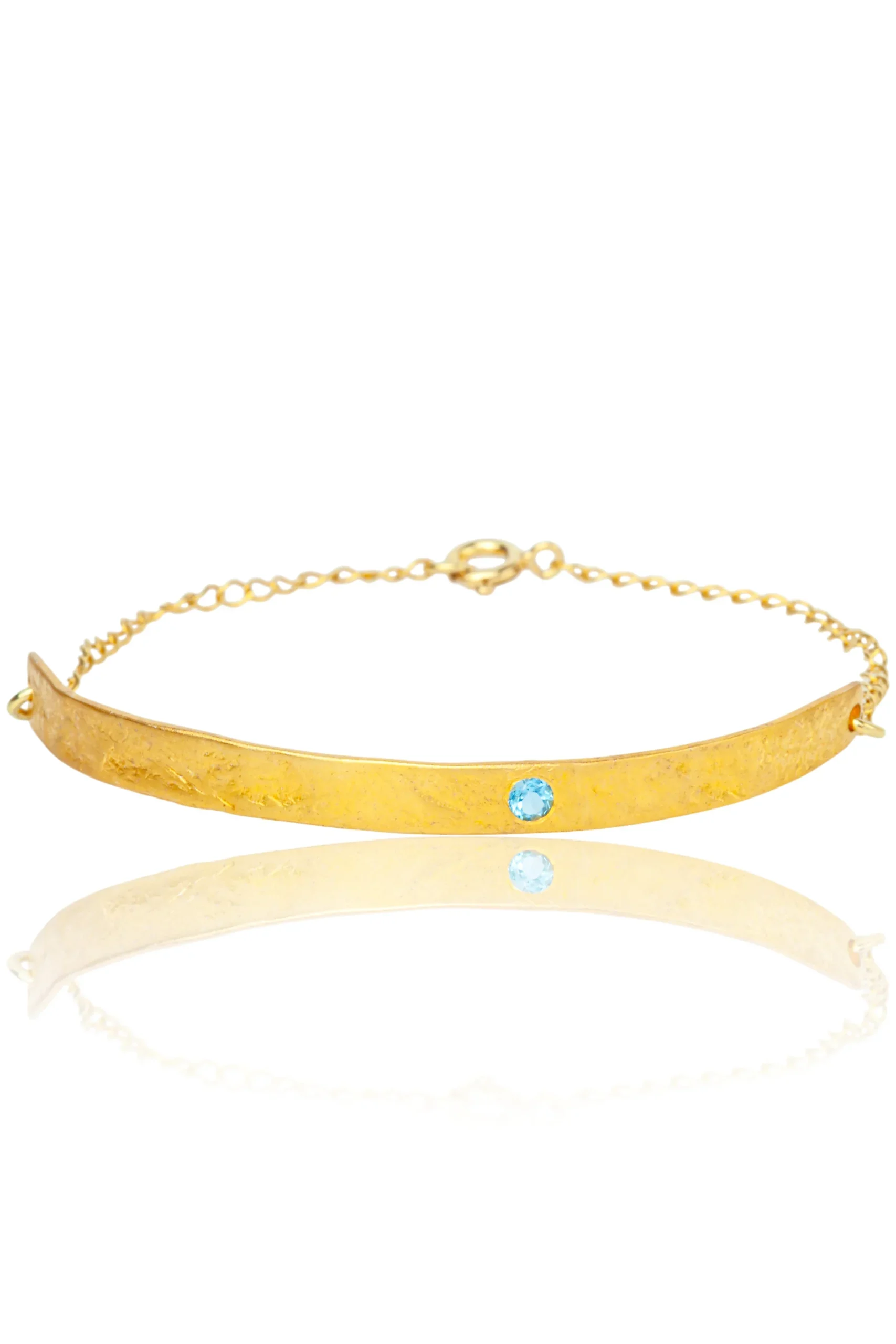 Handmade Jewellery | Minimal handmade bracelet with a blue zircon main