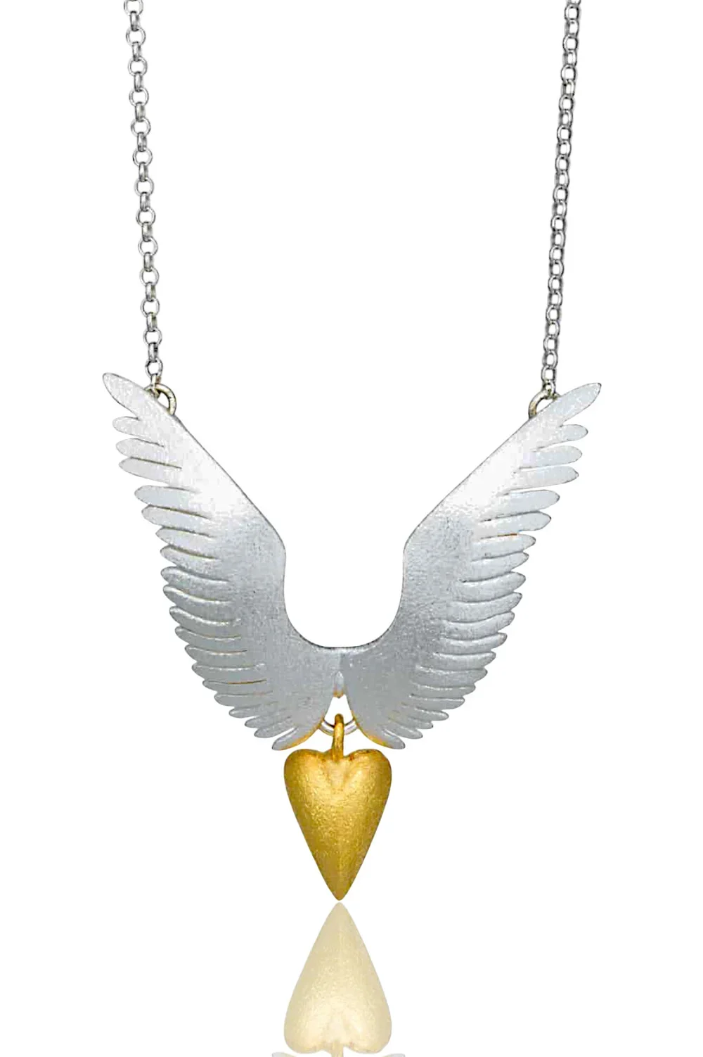 Handmade Jewellery | Wings & heart handmade silver necklace main